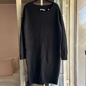 Vince Black Scoop Neck Long Sleeve Sweater Dress